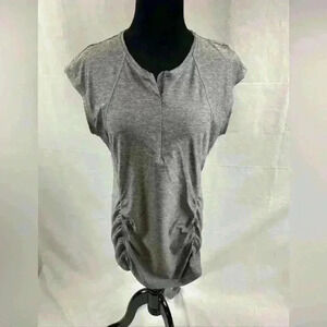 Athleta Sleeveless Bike Cycle Tank Top Large Grey Quarter Zip Gathered